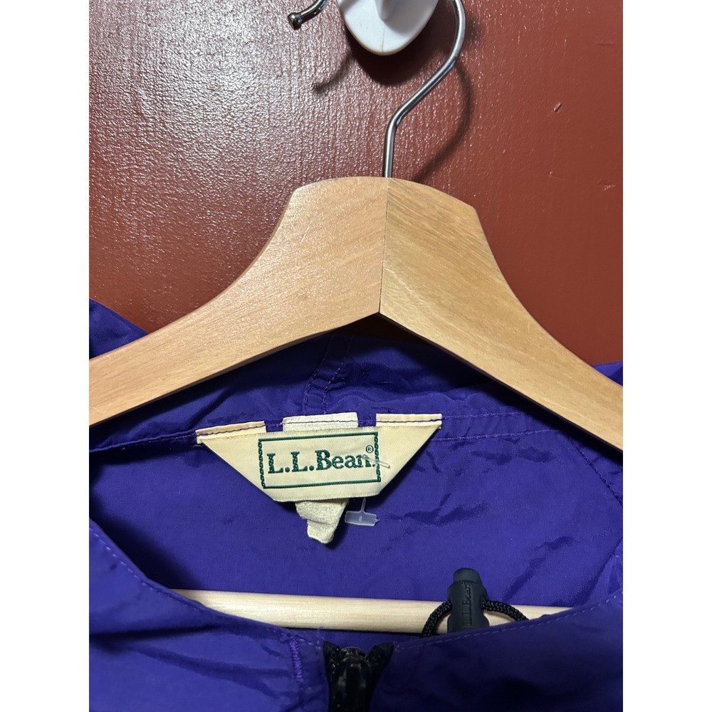 Vintage LL Bean Anorak Windbreaker Jacket Purple Half Zip Hooded Mens Large 90s - Picture 4 of 8
